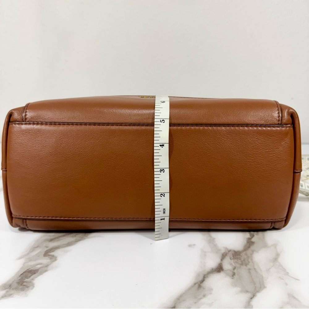 Fossil Reversible Slouchy Brown Tan Leather Metallic Rose Gold Handbag Tote Bag - Picture 13 of 16